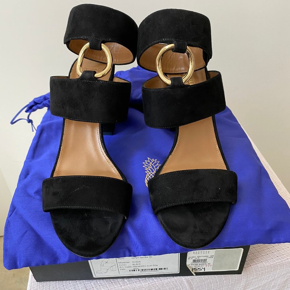 Aquazzura Safari City Sandals Black Suede